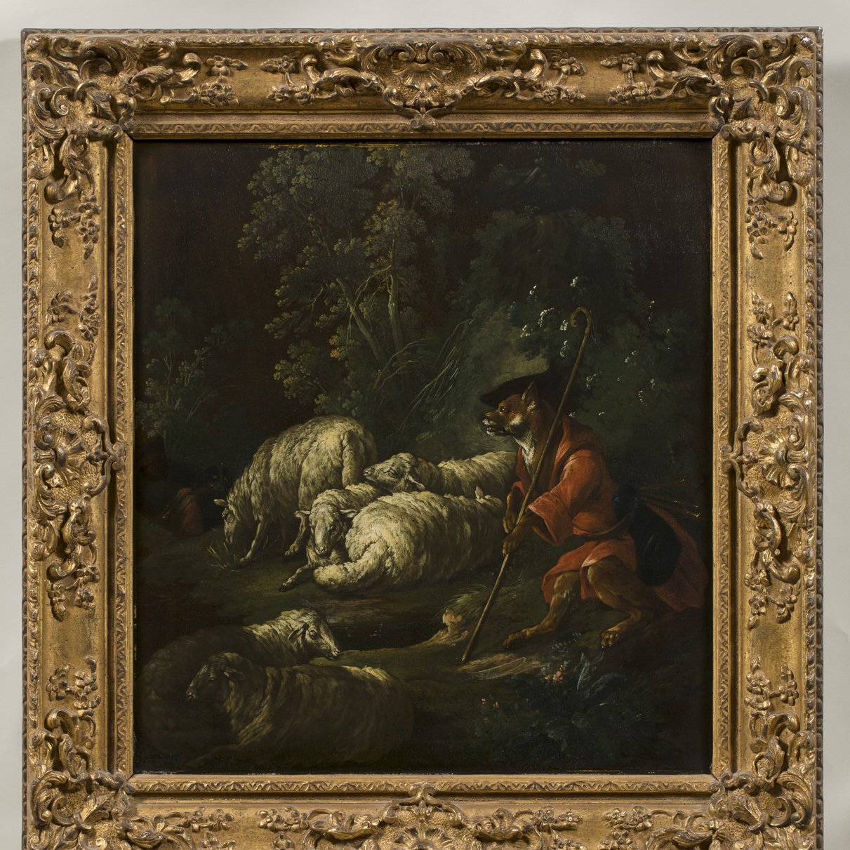 Le Loup devenu Berger <br>Jean-Baptiste Oudry, 1722, huile sur bois<br><small>© Ville de Château-Thierry - Musée Jean de La Fontaine</small>